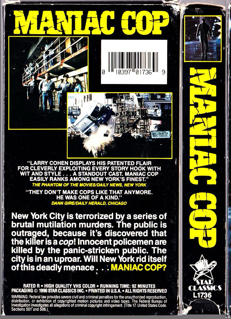 MANIAC COP DVD movie collectible [Barcode 5027035006468] - Main Image 2
