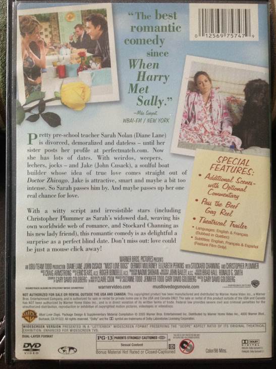 Must Love Dogs DVD movie collectible [Barcode 012569757479] - Main Image 2