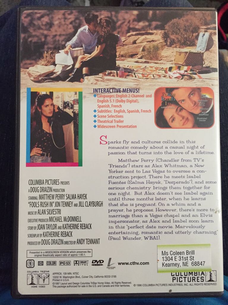 Fools Rush In DVD movie collectible [Barcode 043396949454] - Main Image 2