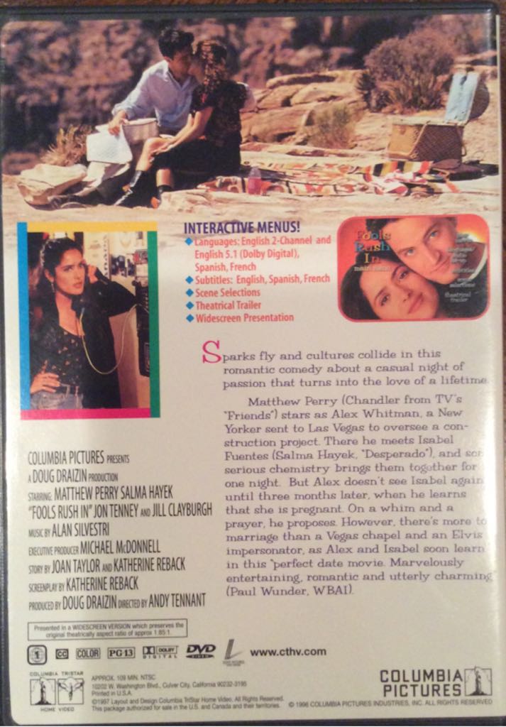 Fools Rush In DVD movie collectible [Barcode 9780767804219] - Main Image 2