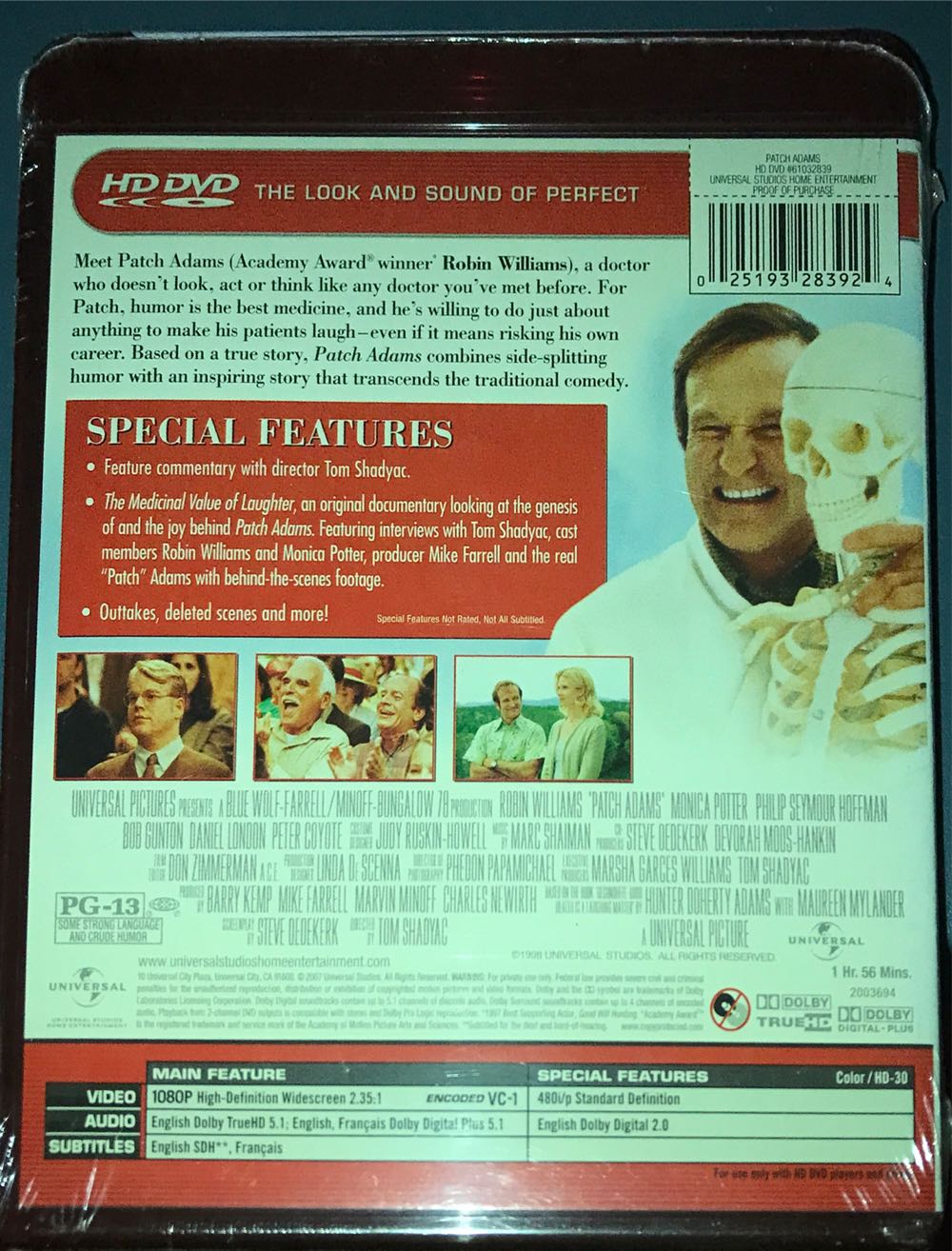 Patch Adams DVD movie collectible [Barcode 025193283924] - Main Image 2