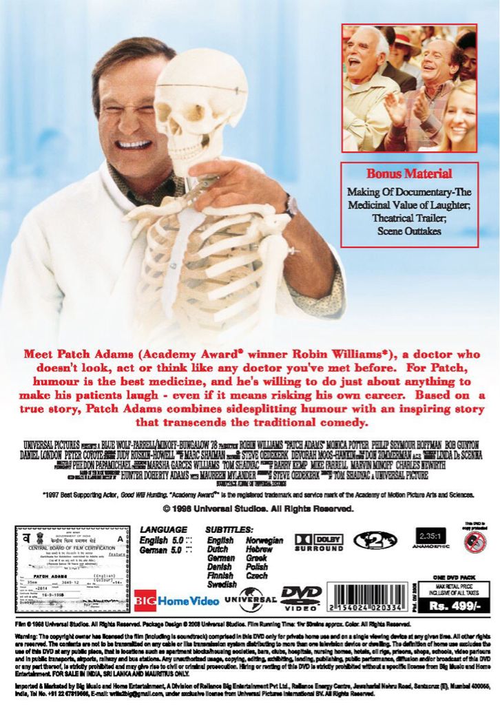 Patch Adams DVD movie collectible [Barcode 9317731003998] - Main Image 2