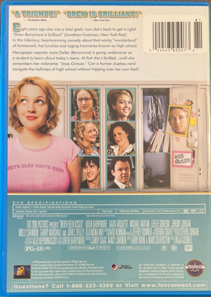 Never Been Kissed DVD movie collectible [Barcode 024543950073] - Main Image 2