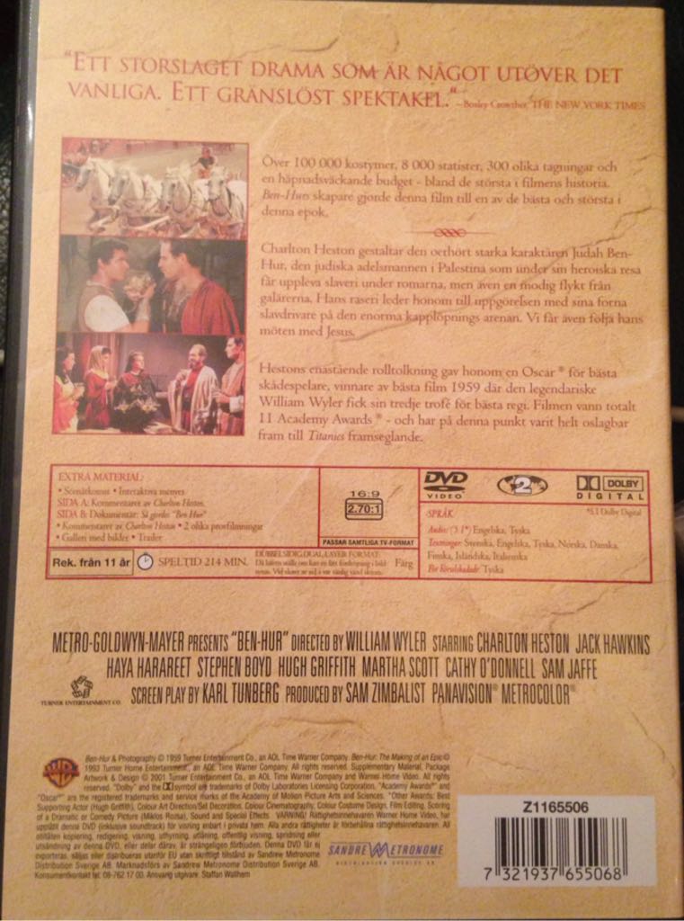 Ben-Hur DVD movie collectible [Barcode 7321937655068] - Main Image 2