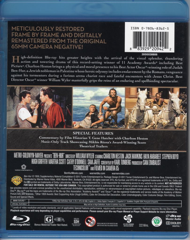 Ben-Hur Blu-ray movie collectible [Barcode 7892110144056] - Main Image 2