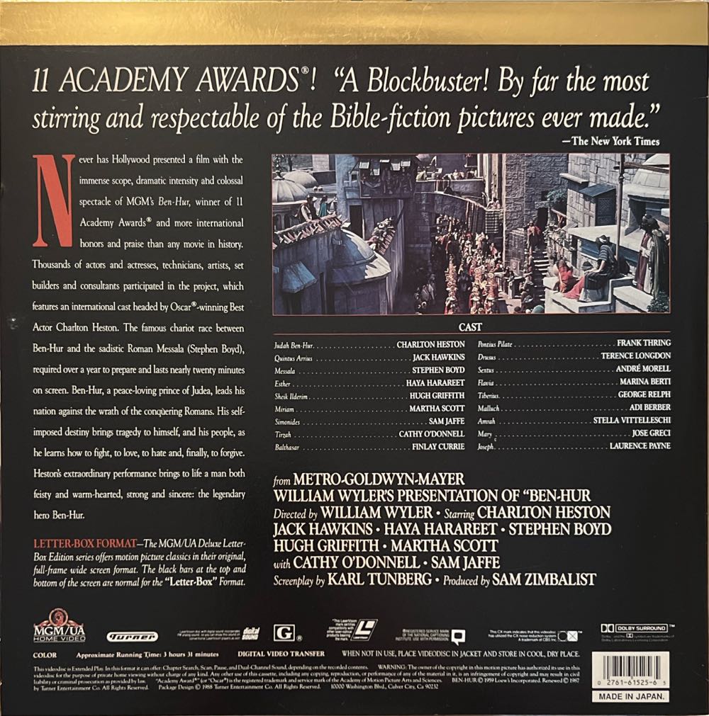 Ben-Hur Laser Disc movie collectible [Barcode 8414927211036] - Main Image 2