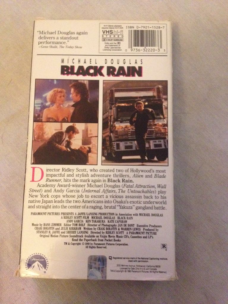Black Rain VHS movie collectible [Barcode 097363222033] - Main Image 2