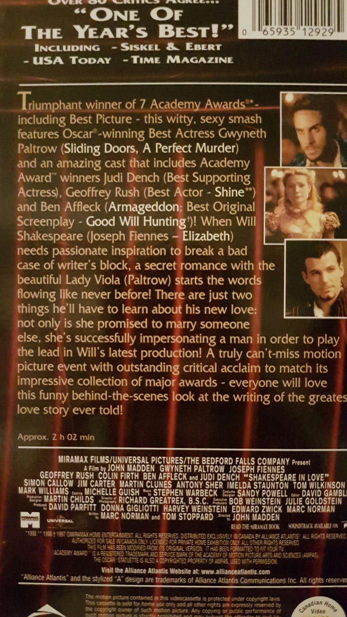 Shakespeare in Love VHS movie collectible [Barcode 3259190678637] - Main Image 2