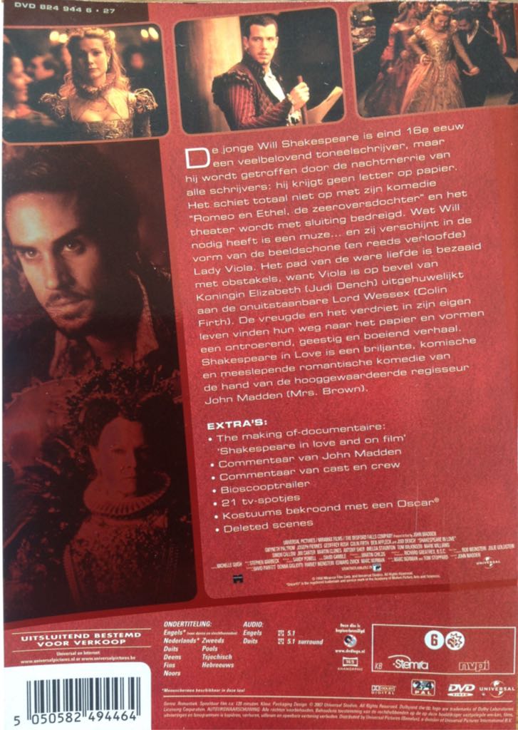 Shakespeare in Love DVD movie collectible [Barcode 5050582494464] - Main Image 2