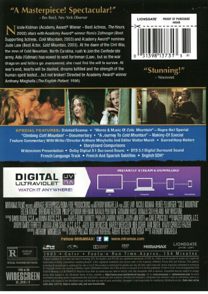 Cold Mountain DVD-R movie collectible [Barcode 5017188812597] - Main Image 2