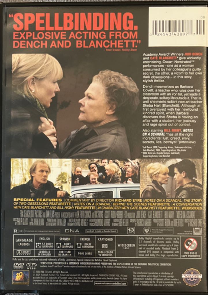 Notes on a Scandal DVD movie collectible [Barcode 024543438977] - Main Image 2