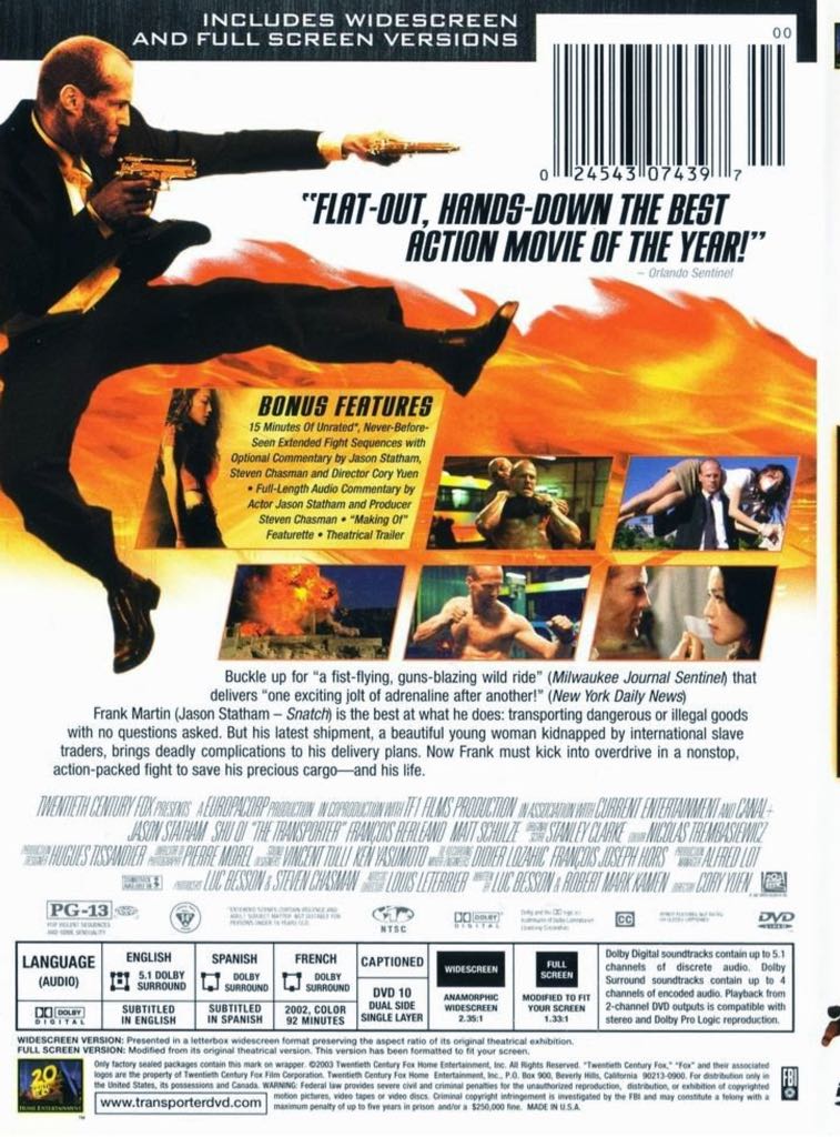 Transporter 1 Fandango at Home movie collectible [Barcode 024543935971] - Main Image 2