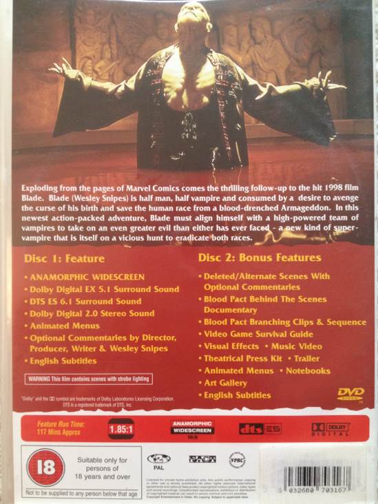 Blade II DVD movie collectible [Barcode 5017239190988] - Main Image 2