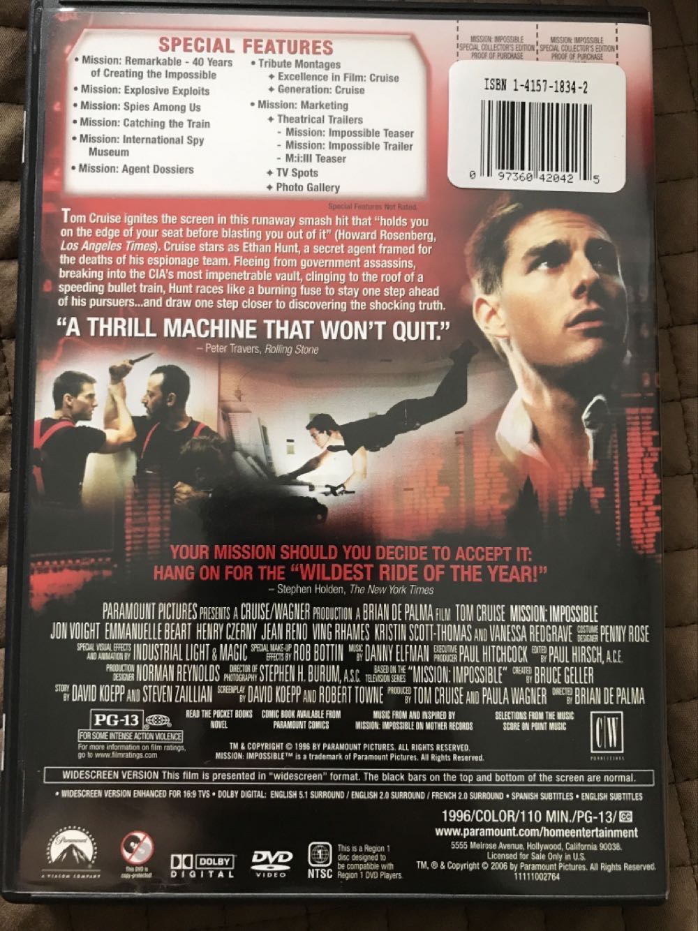 Mission: Impossible Blu-ray movie collectible [Barcode 070813250060] - Main Image 3