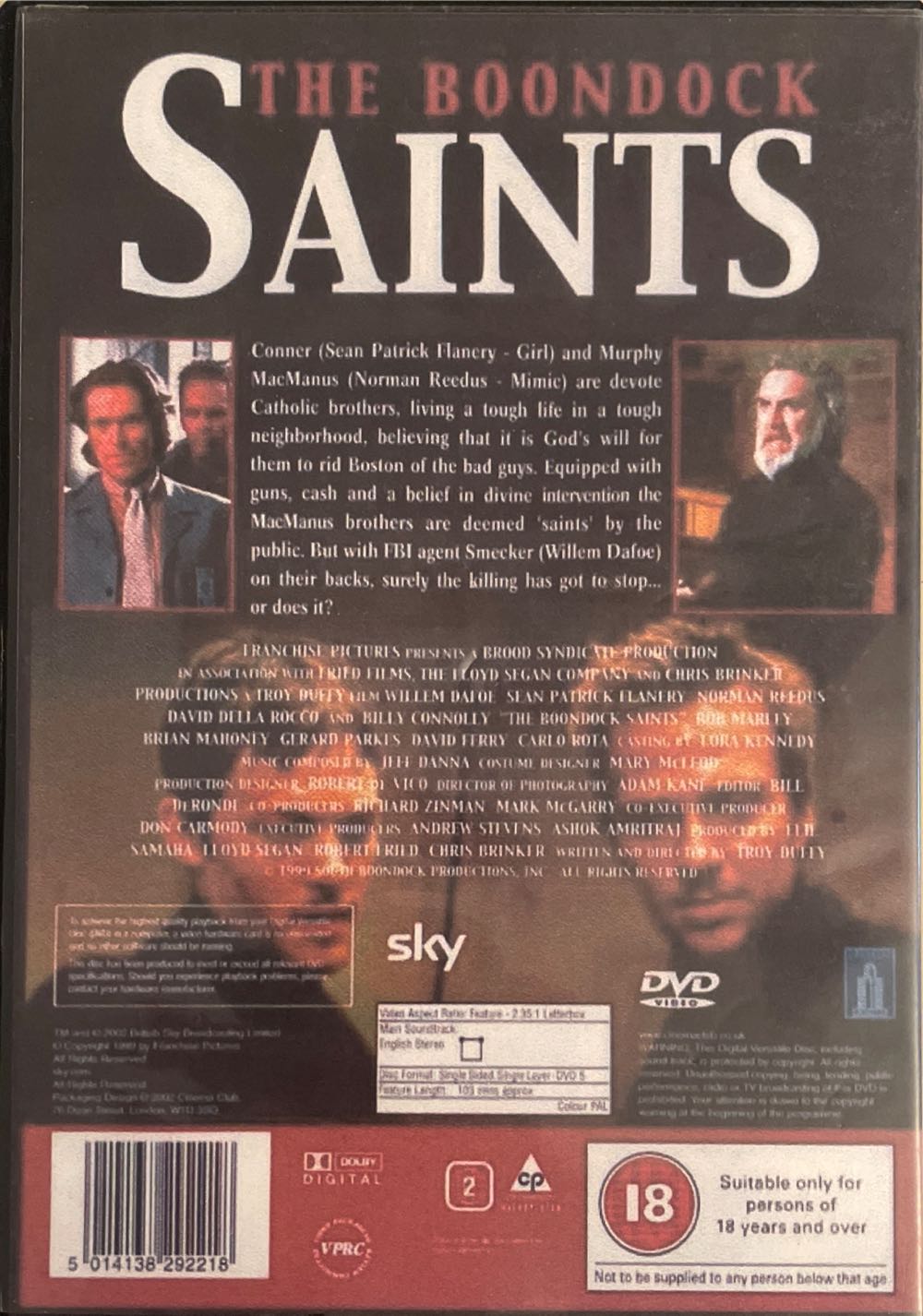 The Boondock Saints. B004 DVD movie collectible [Barcode 5014138292218] - Main Image 2
