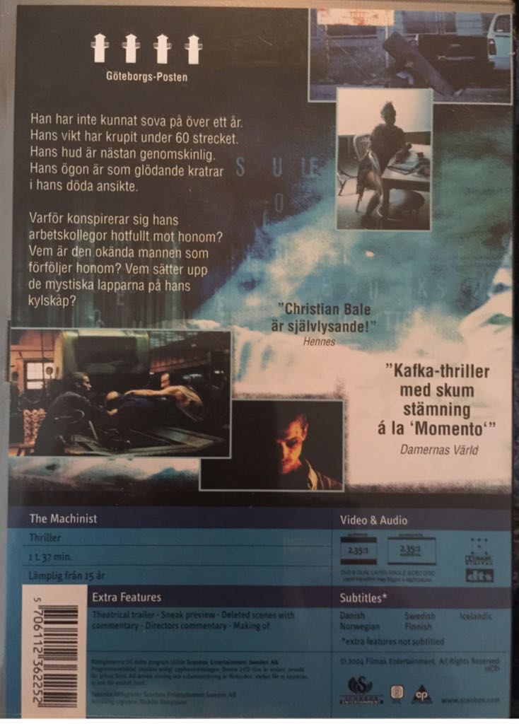 The Machinist                                                No Case DVD movie collectible [Barcode 5706112362252] - Main Image 2
