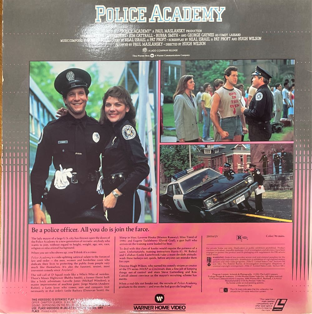 Police Academy Laser Disc movie collectible [Barcode 5011997252902] - Main Image 2