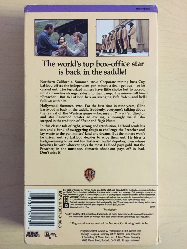 Pale Rider CED movie collectible [Barcode 085391147534] - Main Image 2