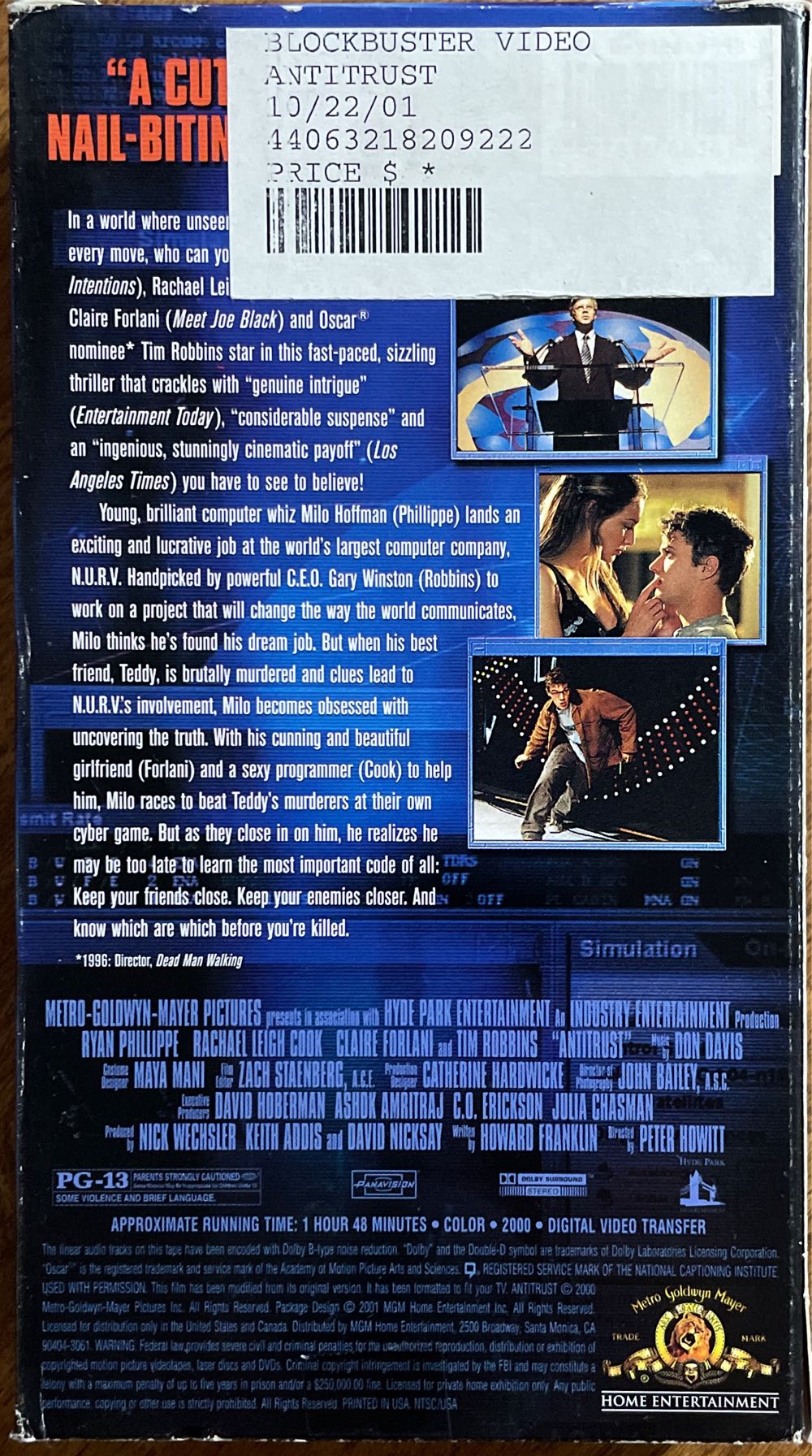 Antitrust VHS movie collectible [Barcode 027616861412] - Main Image 2