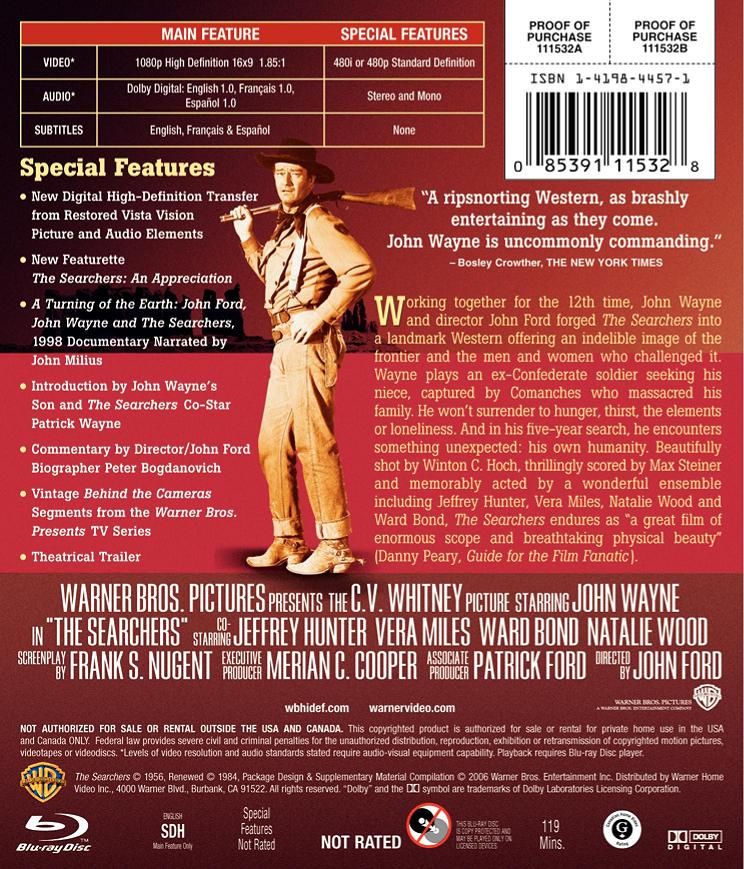 The Searchers Blu-ray movie collectible [Barcode 7321900115322] - Main Image 2