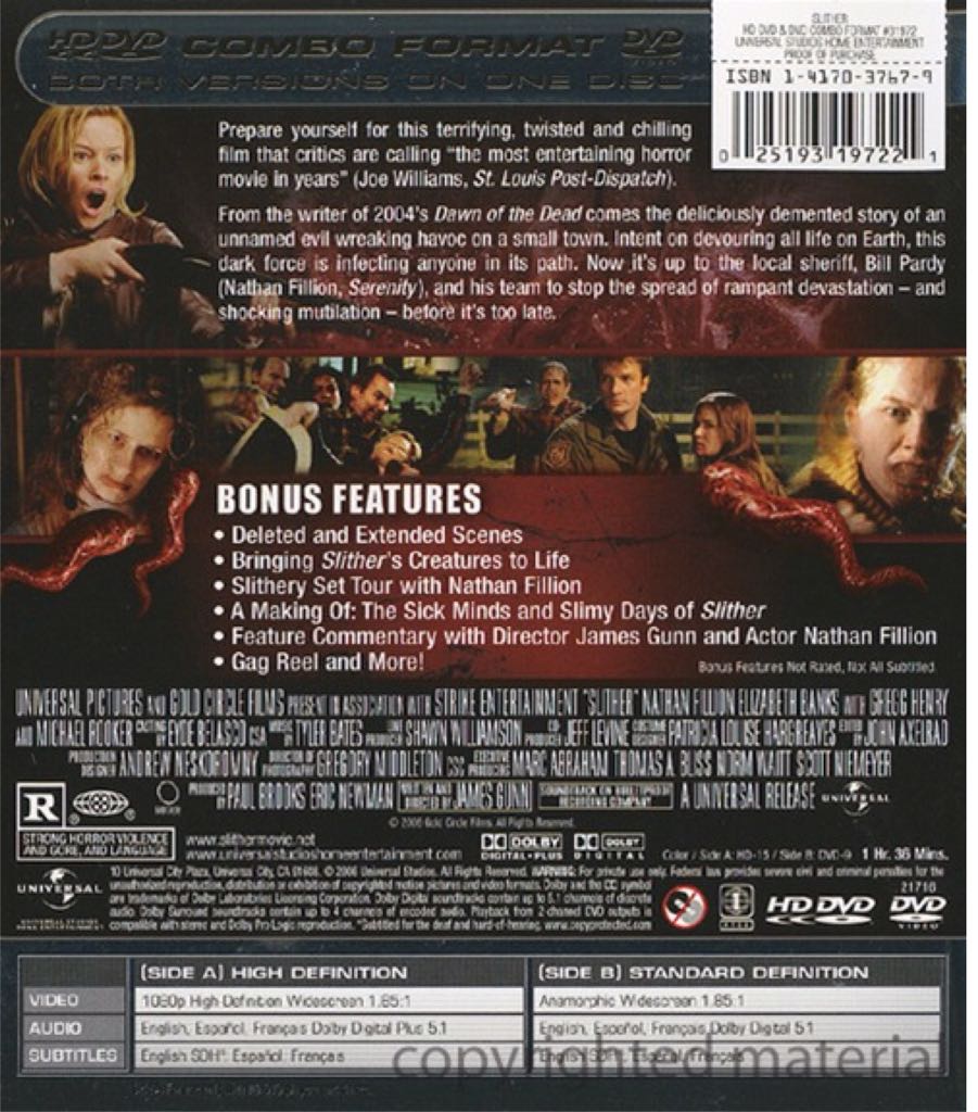 Slither HD DVD movie collectible [Barcode 025193197221] - Main Image 2