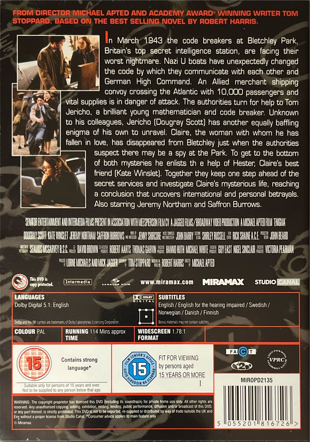 Enigma DVD movie collectible [Barcode 5055201816726] - Main Image 2