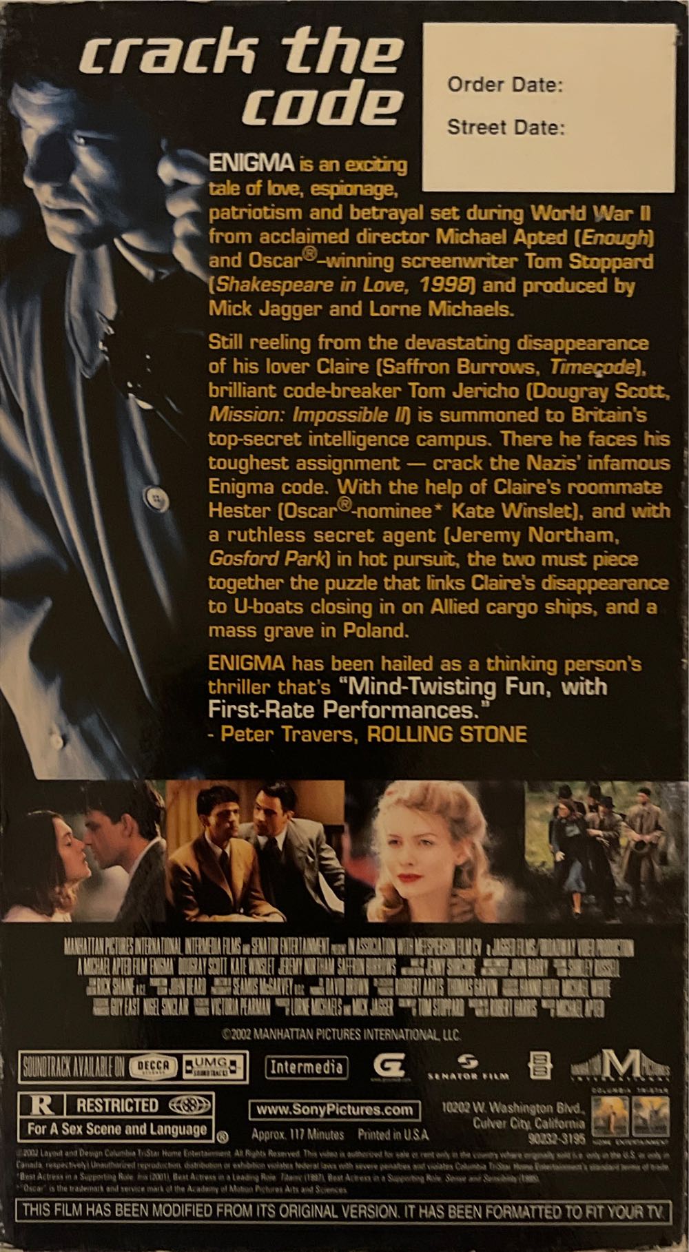 Enigma VHS movie collectible [Barcode 8596978507099] - Main Image 2