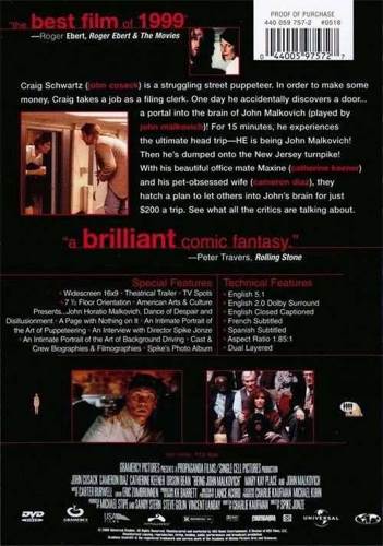 Being John Malkovich DVD movie collectible [Barcode 025192266522] - Main Image 2