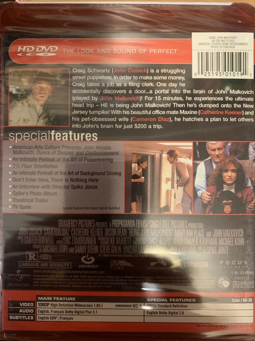 Being John Malkovich HD DVD movie collectible [Barcode 025195010191] - Main Image 2