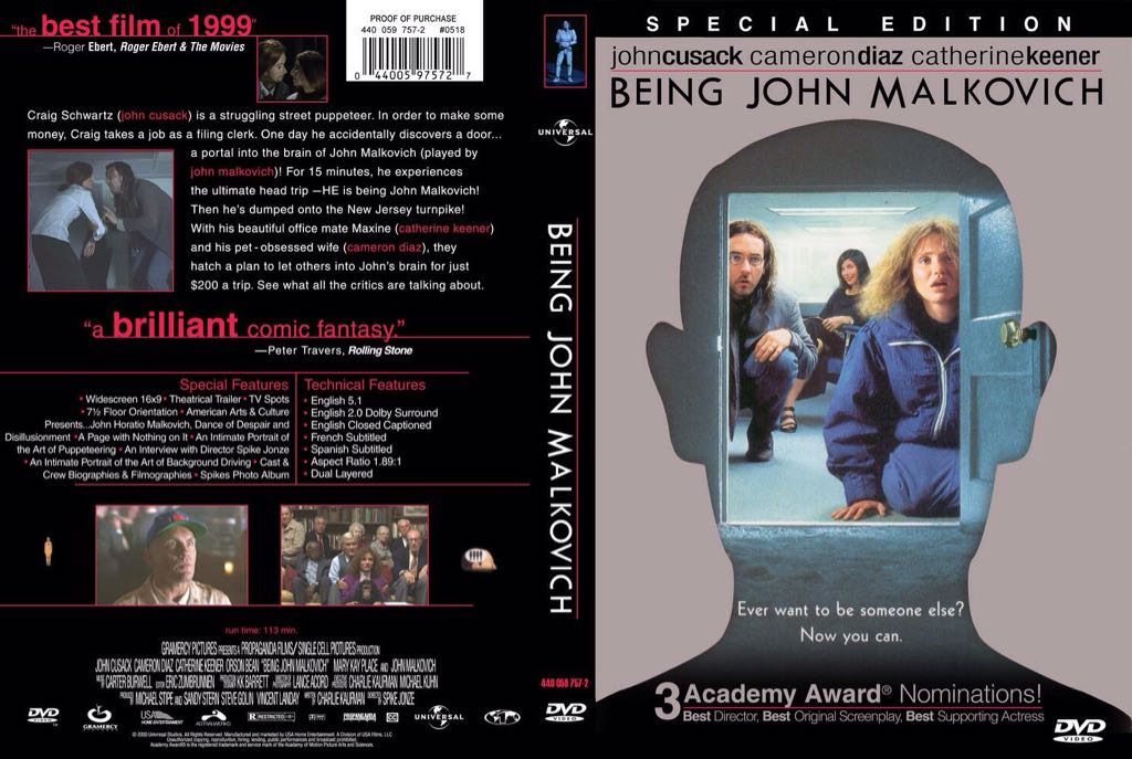 Being John Malkovich DVD movie collectible [Barcode 044005975727] - Main Image 2