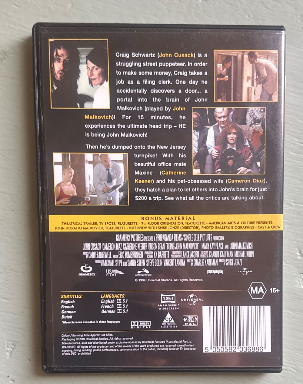 Being John Malkovich (1999) DVD DVD movie collectible [Barcode 5050582036886] - Main Image 2