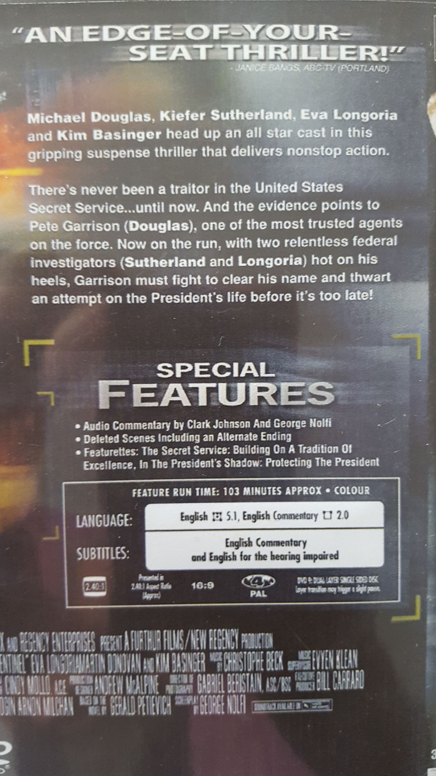 The Sentinel DVD movie collectible [Barcode 9321337068466] - Main Image 2