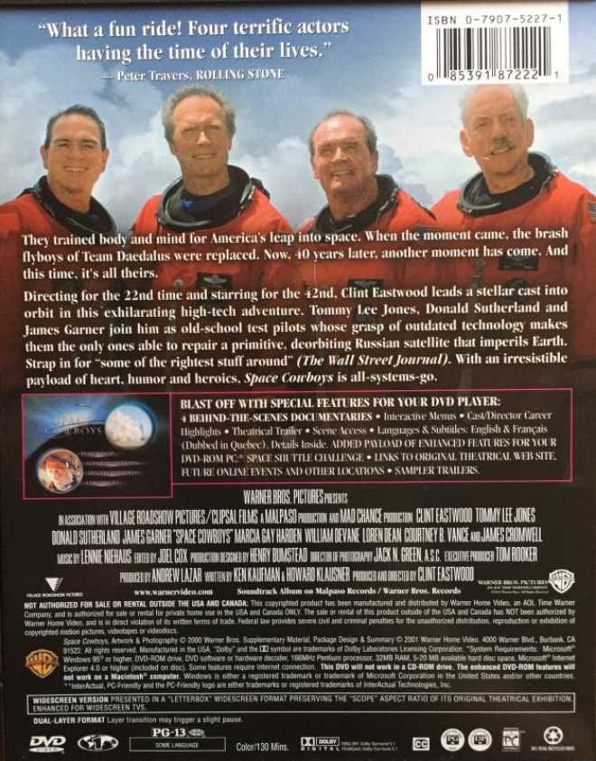 Space Cowboys -147 DVD movie collectible [Barcode 883929141647] - Main Image 2