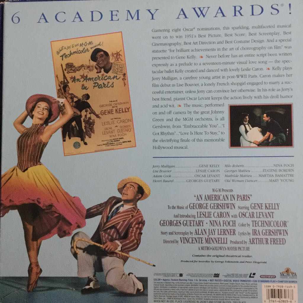 An American in Paris Laser Disc movie collectible [Barcode 027616280367] - Main Image 2