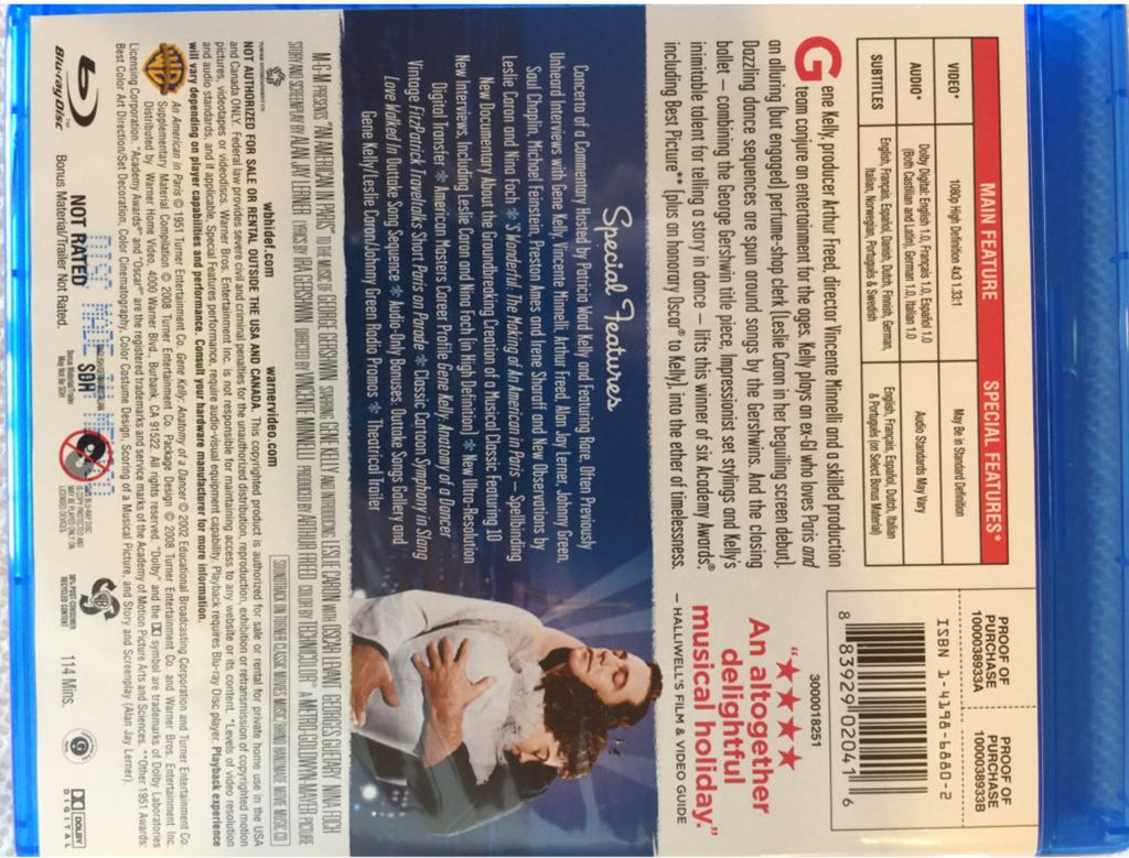 An American In Paris Blu-ray movie collectible [Barcode 883929020416] - Main Image 2