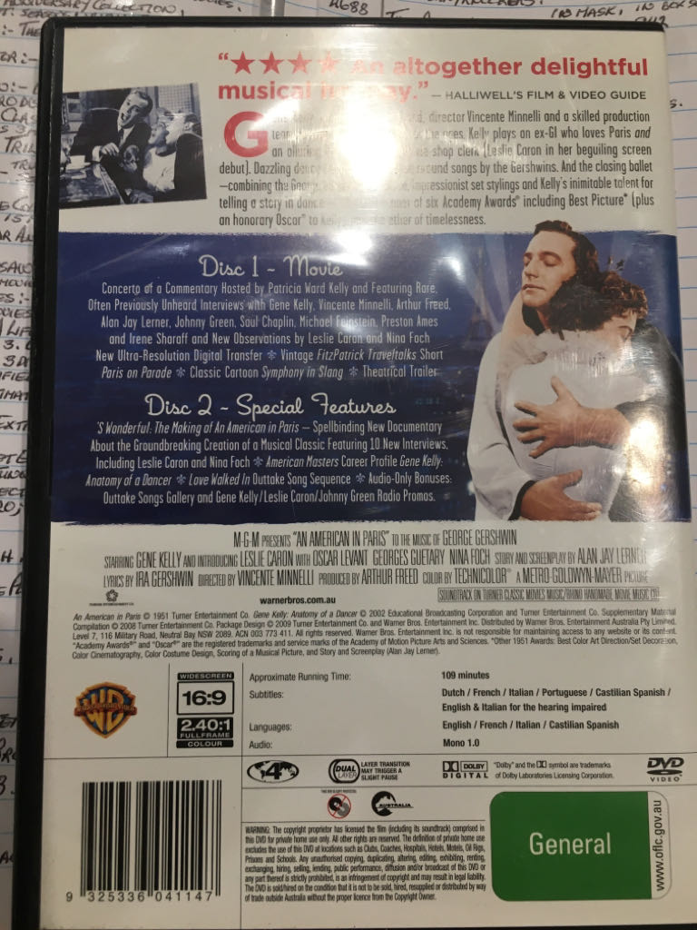 An American in Paris DVD movie collectible [Barcode 9325336041147] - Main Image 2