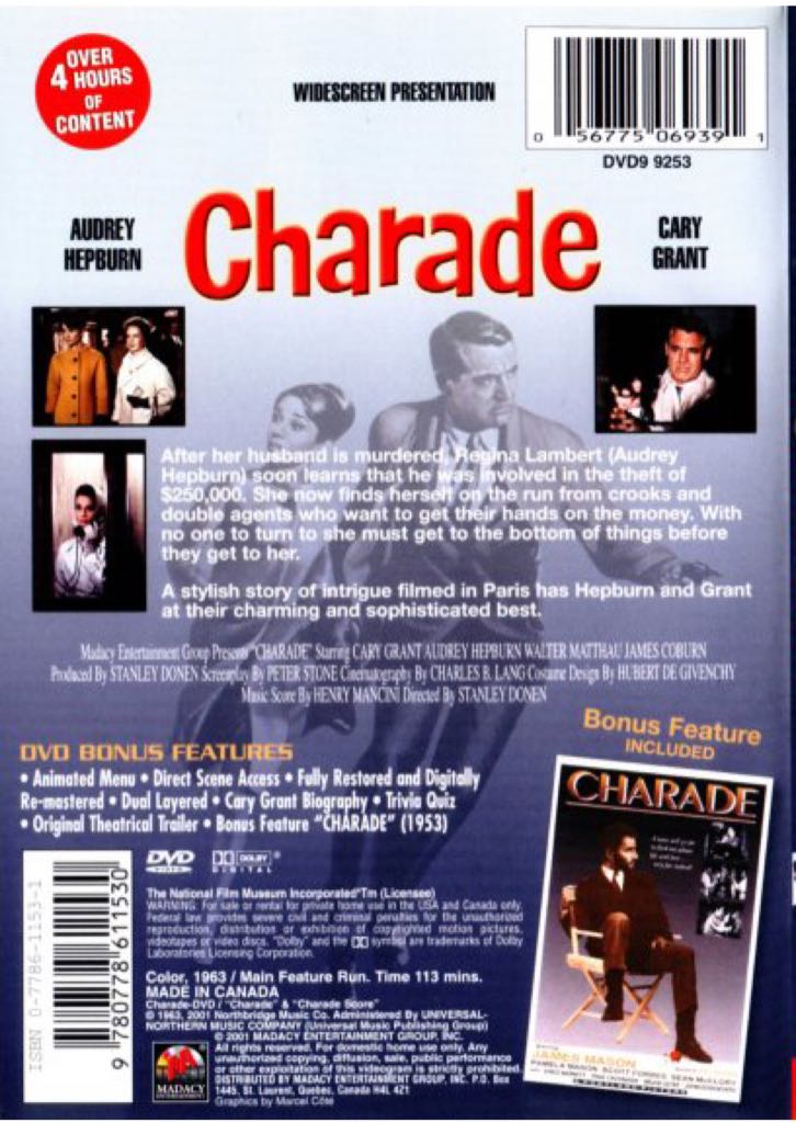 Charade DVD movie collectible [Barcode 025192135484] - Main Image 2