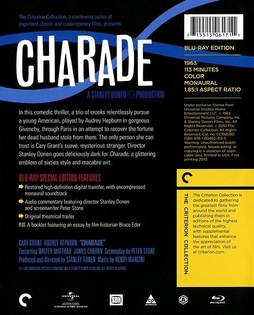 Charade Blu-ray movie collectible [Barcode 715515061711] - Main Image 2