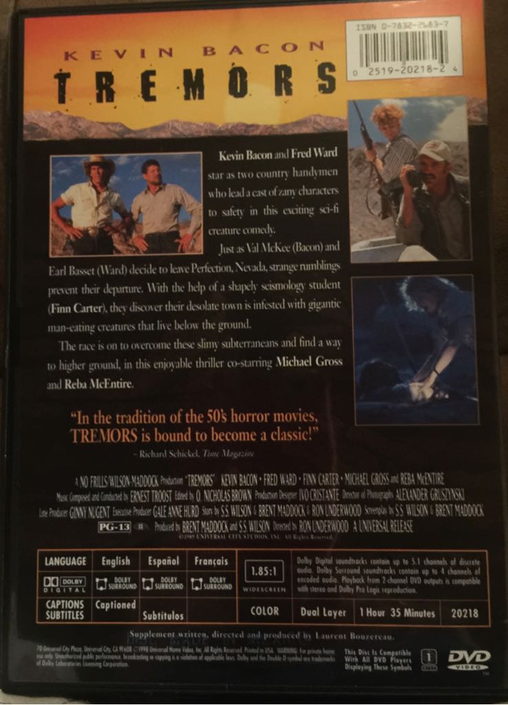 Tremors.  L32 DVD movie collectible [Barcode 025192021824] - Main Image 2