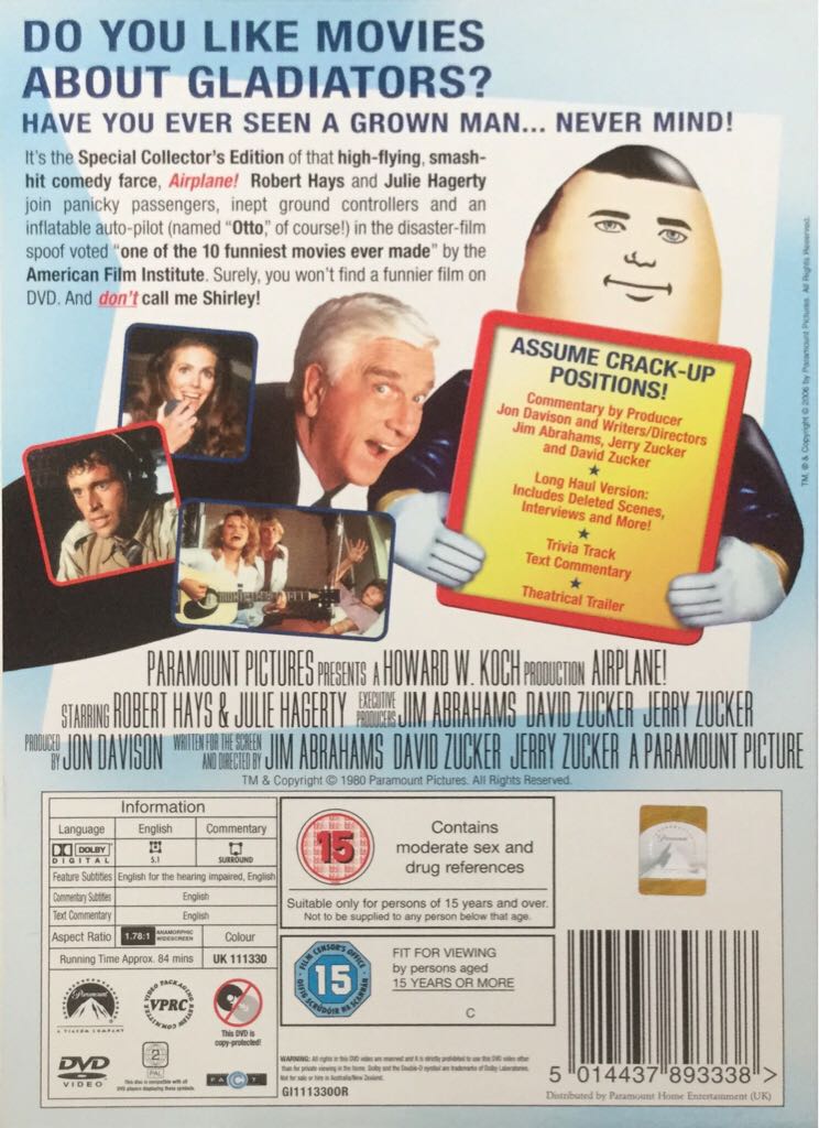 Airplane! DVD movie collectible [Barcode 5014437893338] - Main Image 2