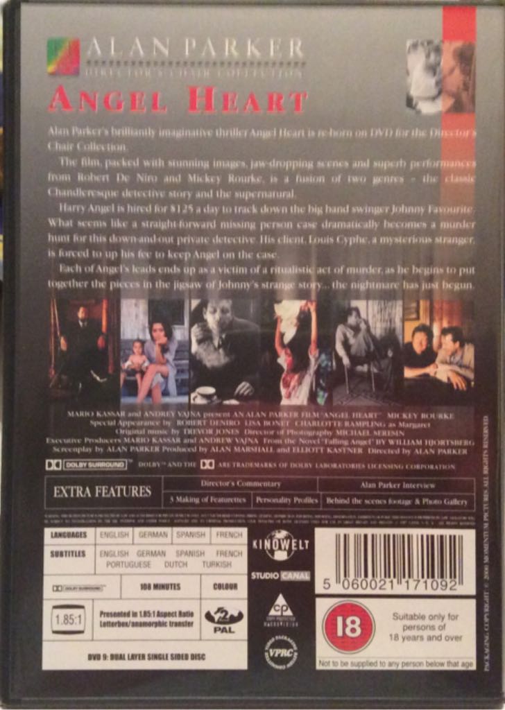 Angel Heart DVD movie collectible [Barcode 5060021171092] - Main Image 2