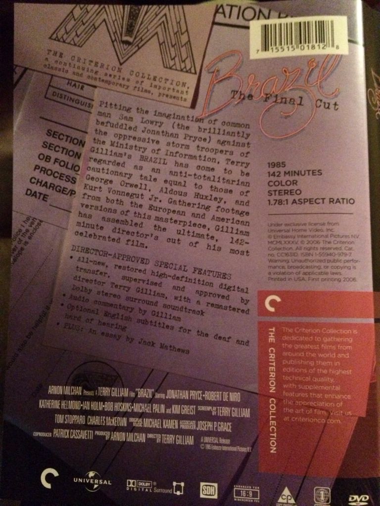 Brazil (The Final Cut) DVD movie collectible [Barcode 715515018128] - Main Image 2