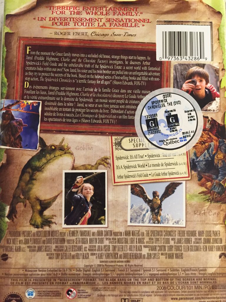Spiderwick Chronicles DVD movie collectible [Barcode 097363432869] - Main Image 2