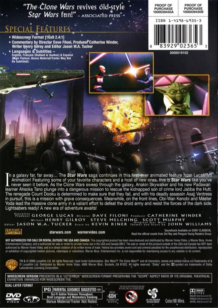 Star Wars: The Clone Wars (Two-Disc Special Edition) DVD movie collectible [Barcode 883929046690] - Main Image 2