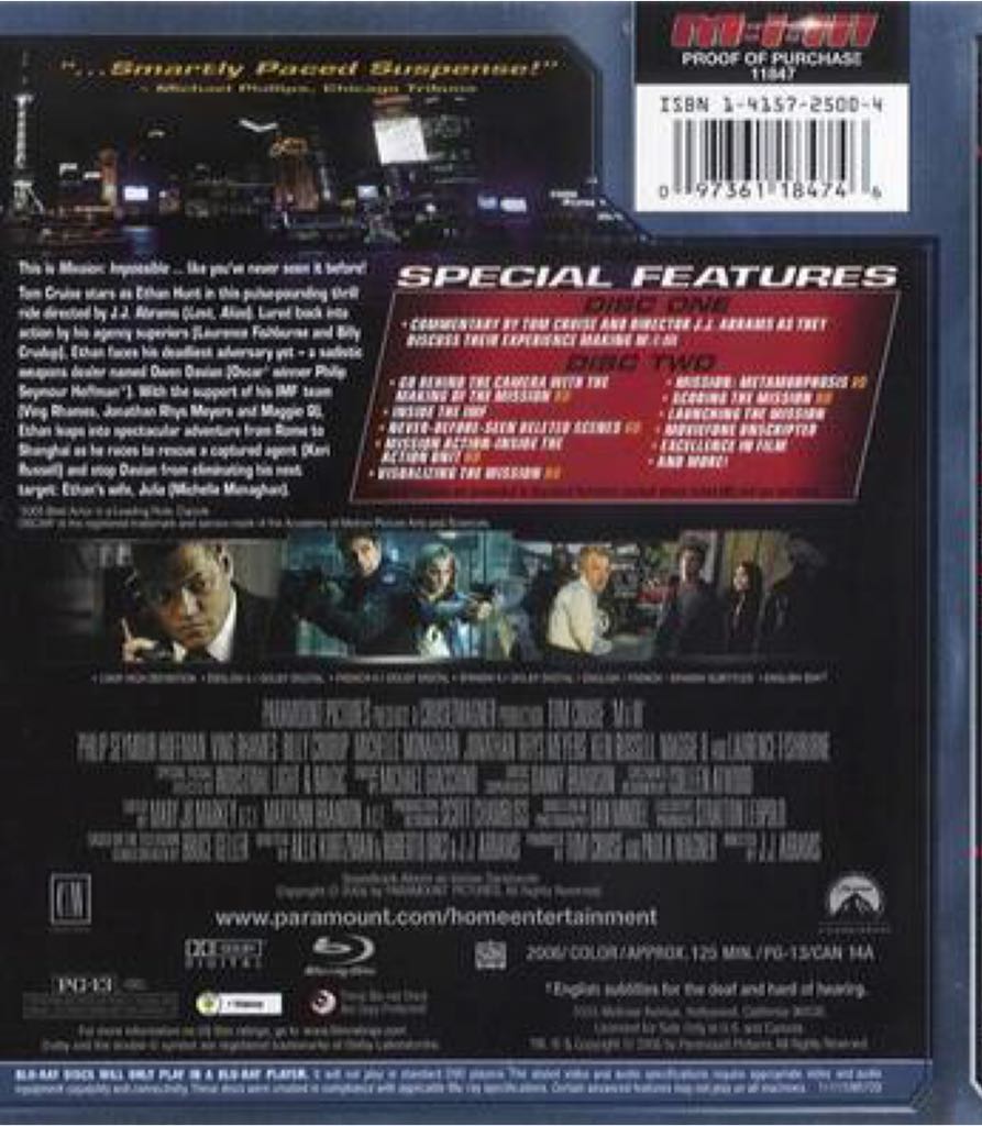 Mission : Impossible 3 Blu-ray movie collectible [Barcode 4010884250053] - Main Image 2