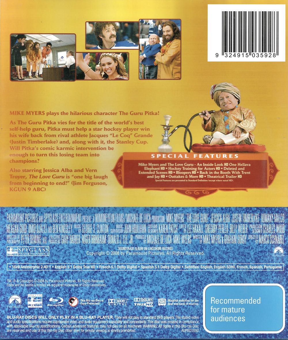 The Love Guru Blu-ray movie collectible [Barcode 9324915035928] - Main Image 2