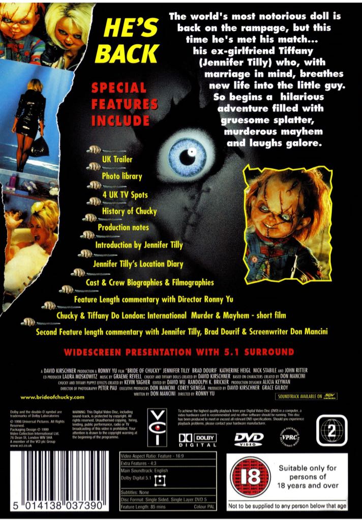 Horror: Bride of Chucky DVD movie collectible [Barcode 5014138037390] - Main Image 2
