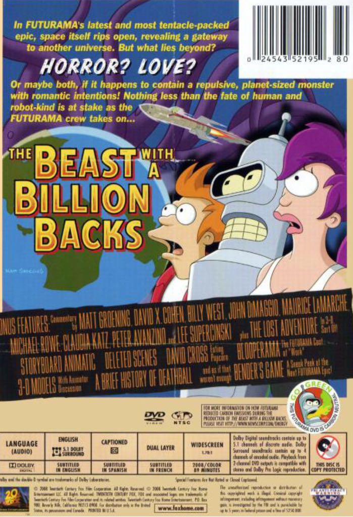 Futurama: The Beast With a Billion Backs DVD movie collectible [Barcode 086162364266] - Main Image 2