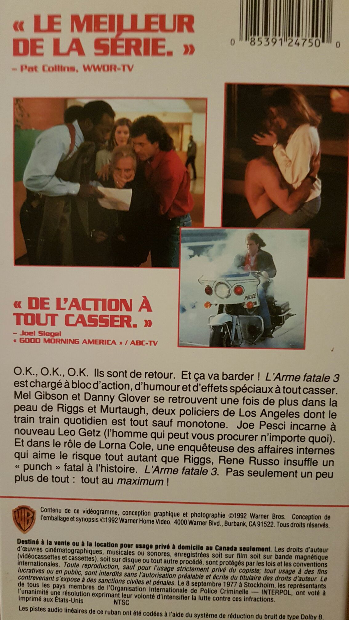 Lethal Weapon 3 VHS movie collectible [Barcode 5014780124752] - Main Image 2