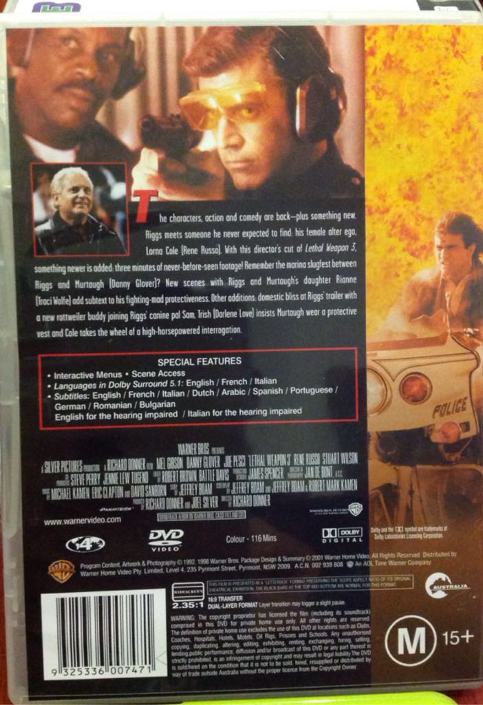 Lethal Weapon 3 DVD movie collectible [Barcode 9325336007471] - Main Image 2